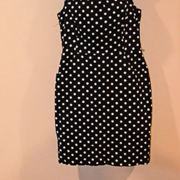 Lauren by Ralph Lauren Dress Black with White Polka Dots Size 14 - Picture 2 of 5